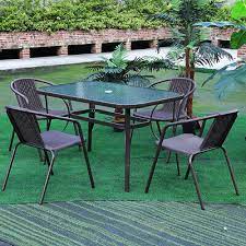Metal Amp Glass Garden Table And 4