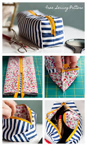 diy fabric boxy make up bag free sewing