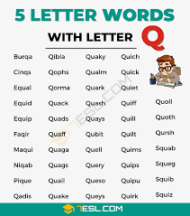 5 letter words with q what are they