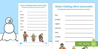 Great for words with friends and scrabble go. Winter Clothing Word Unscramble Esl Winter Clothes Vocabulary Game