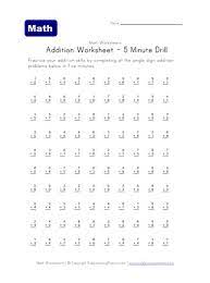 five minute addition drill worksheet