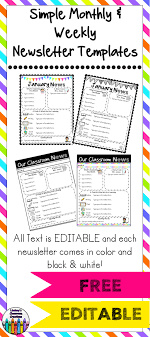 Editable Classroom Newsletter Templates Color Black And White