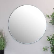 extra large round silver wall mirror