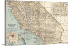 California Southern Part Vintage Map Large Solid Faced Canvas Wall Art Print Great Big Canvas