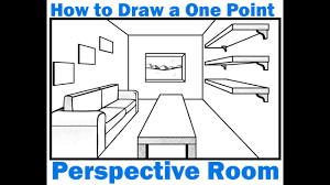 to draw a room in 1 point perspective