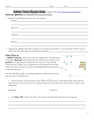 In this activity, you will simulate chemical reactions and manipulate various variables to determine the time for the reactions to fully. Enzymes Gizmo Student Sheet Catalysis Chemical Reactions