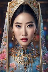 the beauty oriental bride in full