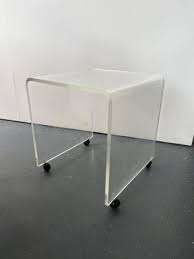 Acrylic Glass Side Table With Wheels