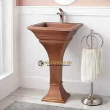 Double Square Copper Pedestal Sink For
