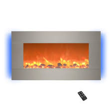 30 5 In Wall Mount Electric Fireplace With Led Backlights In Silver