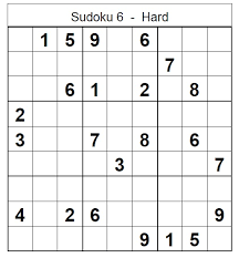 Printable Sudoku Hard Puzzle No 6 Sudoku Hard Puzzles