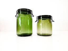 Vintage Olive Green Canning Jar With