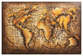 Globe World Map Mixed Media Iron Hand