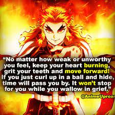 We hashiras need to be the glue that holds the demon slayer corps together. Set Your Heart A Blaze Demonslayer Anime Animes Animeart Quotes Uplifting Motivationalquotes Motiv How Are You Feeling It Wont Stop Aesthetic Anime