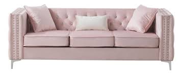 glory furniture paige pink velvet sofa