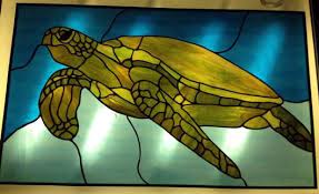 Sea Turtle Stained Glass Panel Delphi
