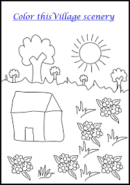 We have lots of great colouring pages for you to have fun practising english vocabulary. Village Scenery Coloring Printable For Kids