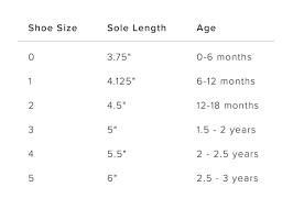Gray Fox Sizing Chart For Baby And Toddler Shoes Grayfoxco