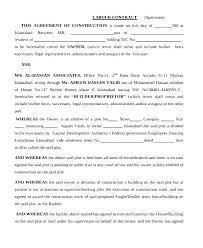 Contract For Hire Template Building Labour Contract Agreement Form