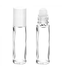 Flacon Roll-on 10 ml en verre transparent avec bouchon vissant blanc