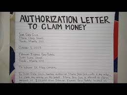 an authorization letter to claim money