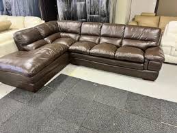 plush brown genuine leather corner sofa