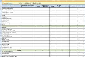 Estimating Budgeting Worksheet Sample Of Estimating