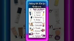 makeup kit list for brides makeup