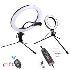 Photo Studio 26cm Small Selfie Ring Light Dimmable Led Ring Light With Tripod For Cell Phone Camera Live Makeup Youtube Facebook Photographic Lighting Aliexpress