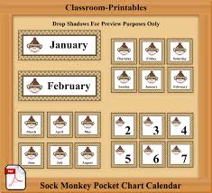 Sock Monkey Pocket Chart Calendar Classroom Themes School