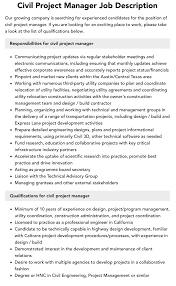 civil project manager job description