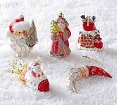 Mercury Glass Santa Ornaments Pottery
