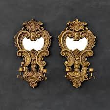 Gold Mirror Sconces Wooden Mirrored