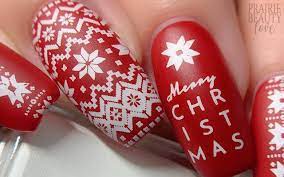 christmas nail art crisp red white