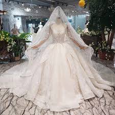 Htl294 Long Sleeve Wedding Dress With Wedding Veil Tulle O Neck Handmade Bridal Dress Wedding Gown With Train Vestido De Noiva Buy Cinderella