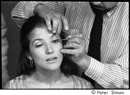 lucy simon in makeup before a show at
