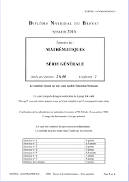 Brevet 2016 France – Sujet de mathématiques corrigé – Le blog de Fabrice  ARNAUD