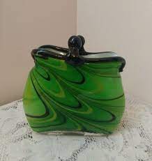 Vintage Hand Blown Art Glass Purse Vase