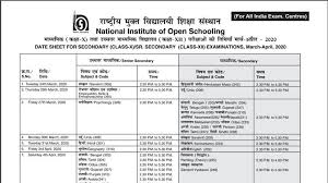 nios date sheet 2020 for cl 10 and