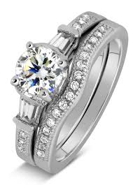 Free shipping on everything!* find the perfect band or wedding set from overstock your online jewelry store! Jeenjewels Antique 1 Carat Round Diamond Wedding Ring Set For Her In White Gold Walmart Com Walmart Com