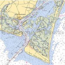 North Carolina Southport Nautical Chart Decor Bald