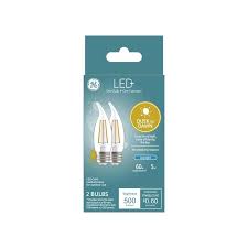 Ge Led Dusk To Dawn 60 Watt Eq Ca11 Daylight Candle Light Bulb 2 Pack In The Decorative Light Bulbs Department At Lowes Com