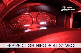 red lightning bolt symbol in a jeep