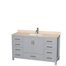 For large bathrooms, typical vanities range from 48 inches to 60 inches wide. Wyndham Collection Sheffield 60 In Gray Undermount Single Sink Bathroom Vanity With Ivory Natural Marble Top In The Bathroom Vanities With Tops Department At Lowes Com