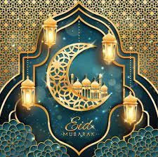 Eid Mubarak mit Halbmond- und ...