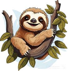 sloth clipart cute happy sloth in a