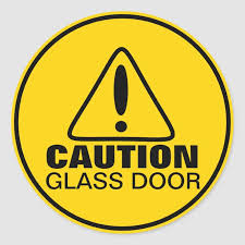 Caution Sign Glass Door Classic Round