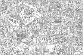 Line art to celebrate the season! Complex City Architecture Adult Coloring Pages