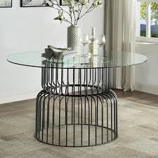 Metal Glass Round Dining Table