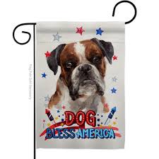 patriotic brindle boxer dog garden flag